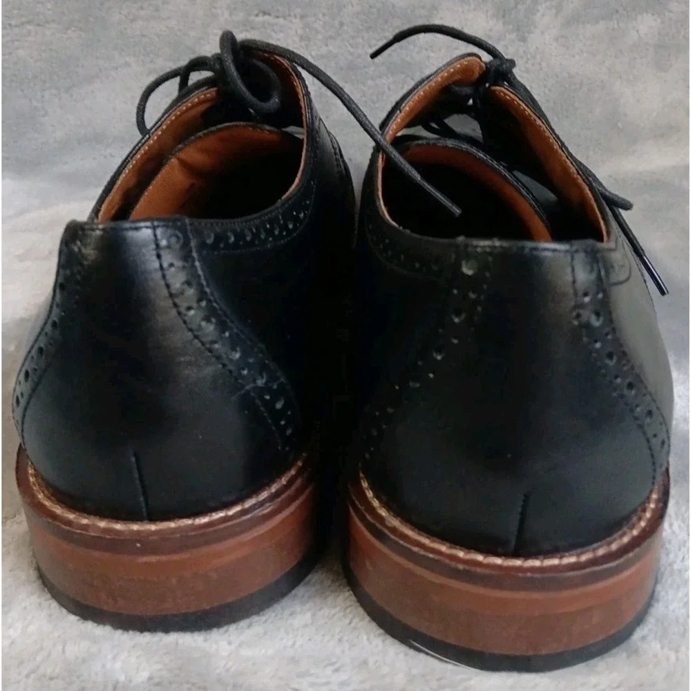 Johnston Murphy Mens Dress Shoes‎ Sz 10 Black Leather Cap Toe Oxfords